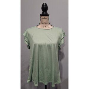 NWOT You & Me Green Short Sleeve Ruffle Top You & Me/Sz., S